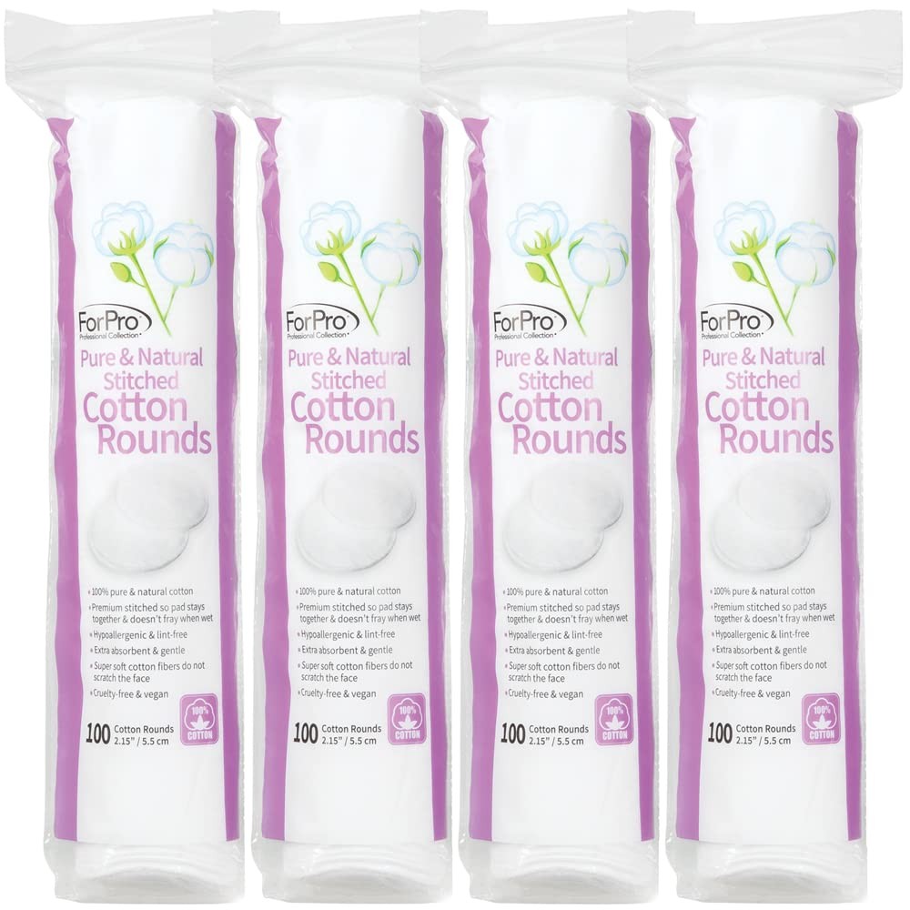 Cotton Rounds for Face & Nails - 400 Count Multi-Pack, Hypoallergenic