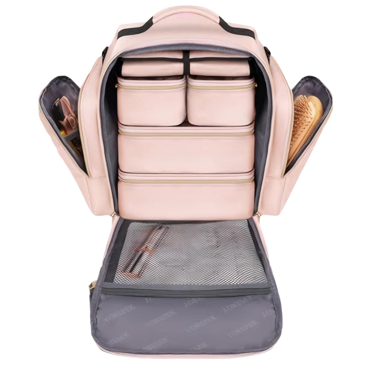 Large Travel Makeup Organizer Bag with 2 Removable Cases - Pink