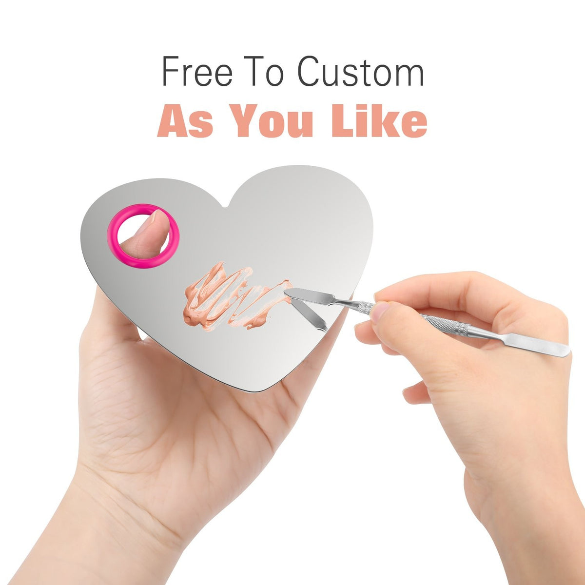 Heart-Shaped Makeup Mixing Palette Stainless Steel Cosmetic Tool