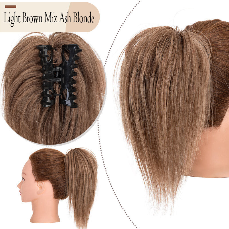 Messy Bun Scrunchie Hair Ponytail Claw Clip Updo Extensions - Thick Ombre
