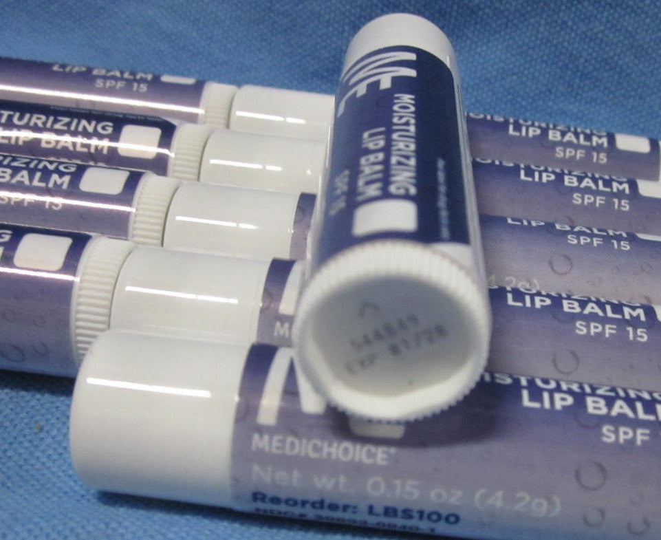 Lot of 15 MedChoice SPF15 Moisturizing Lip Balm with Expiration 01/2028