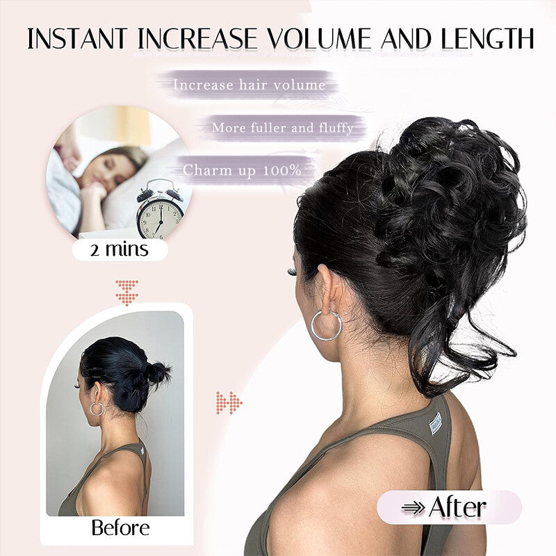 Natural Clip-On Messy Bun Hair Extension with Claw Clip - Blonde