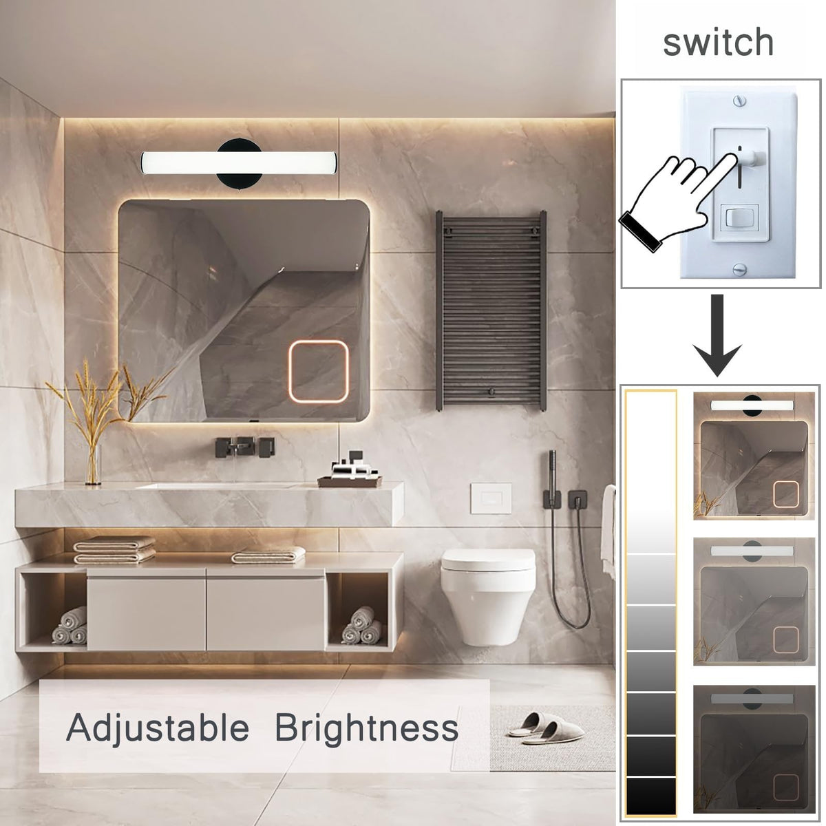 2 Pack LED Bathroom Vanity Light Fixtures 17.3 Inch Dimmable Wall Lamps