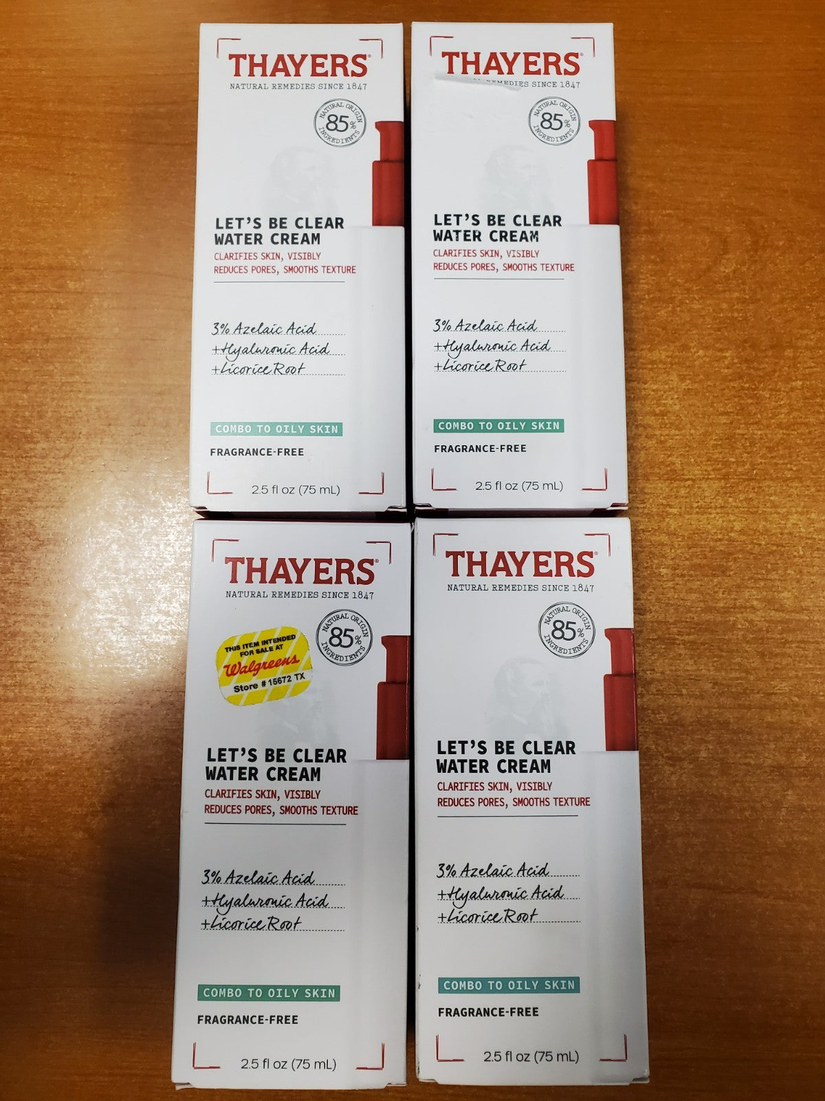 Thayers Let's Be Clear Water Face Cream 4 Pack - 2.5 oz each