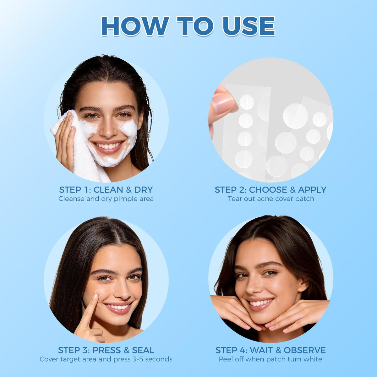 Hydrocolloid Acne Patches with Natural Ingredients - 320 Count, Invisible Spot Treatment