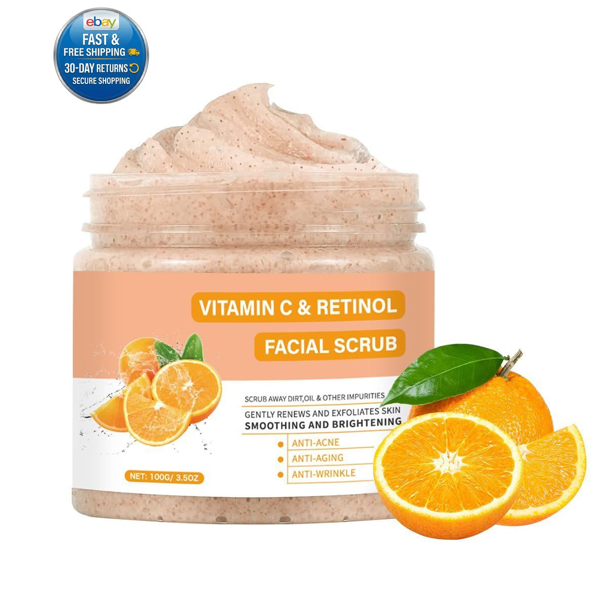 Vitamin C Face Scrub, Exfoliating Facial 3.53 Ounce (Pack of 1),