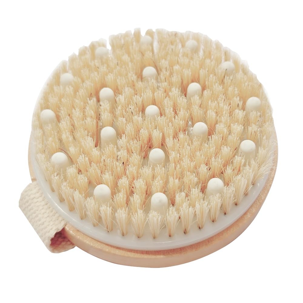 Bamboo Dry Body Brush for Shower & Skin Exfoliation with Massage