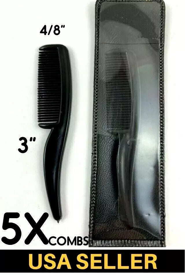 Mini Travel Mustache & Eyebrow Comb Set of 5 with Storage Pouch
