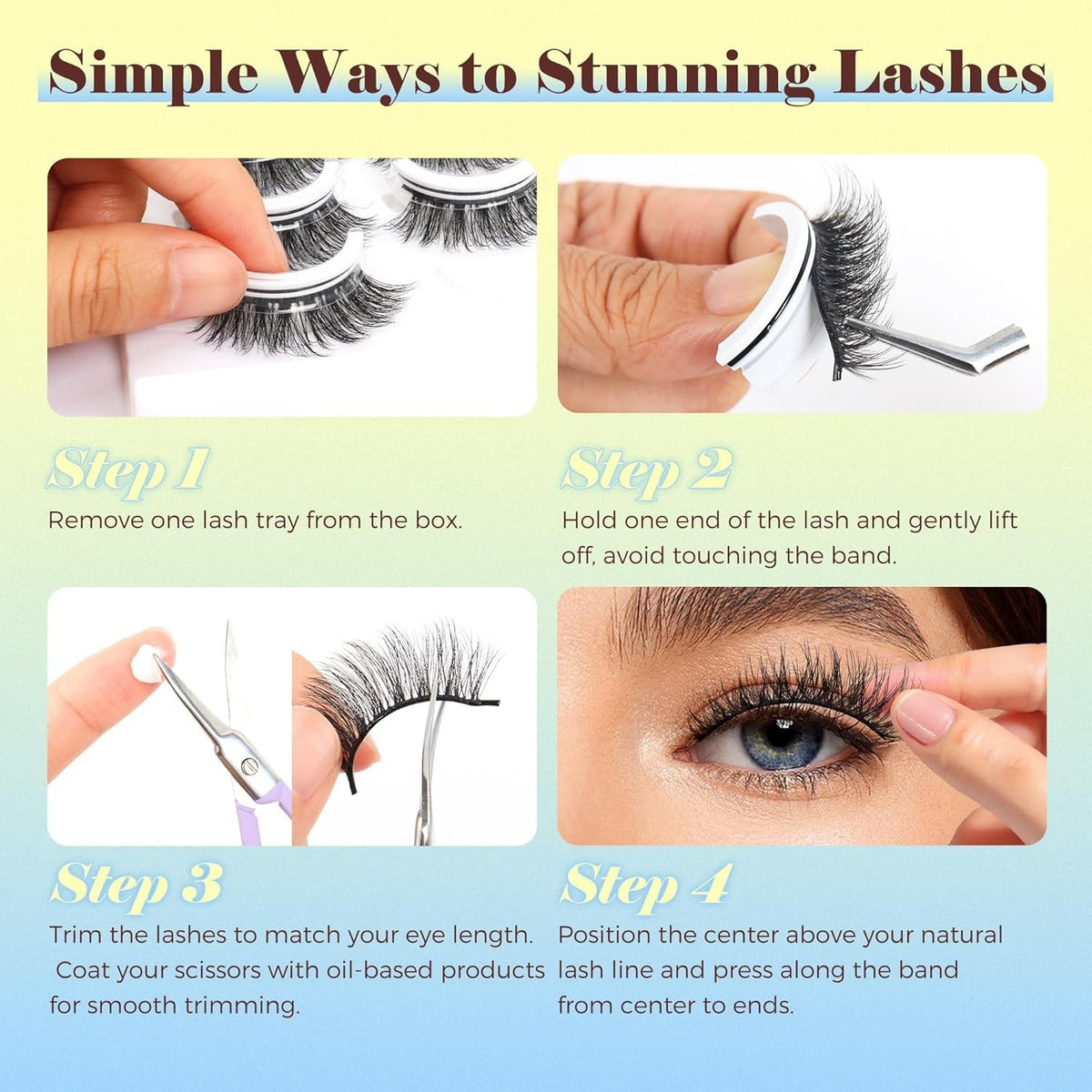 Self Adhesive False Eyelashes Natural Waterproof Reusable 5 Pairs
