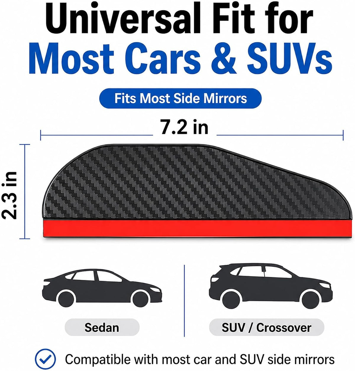 2PCS Car Side Mirror Rain Guards Silicone Rain Cover Universal Fit