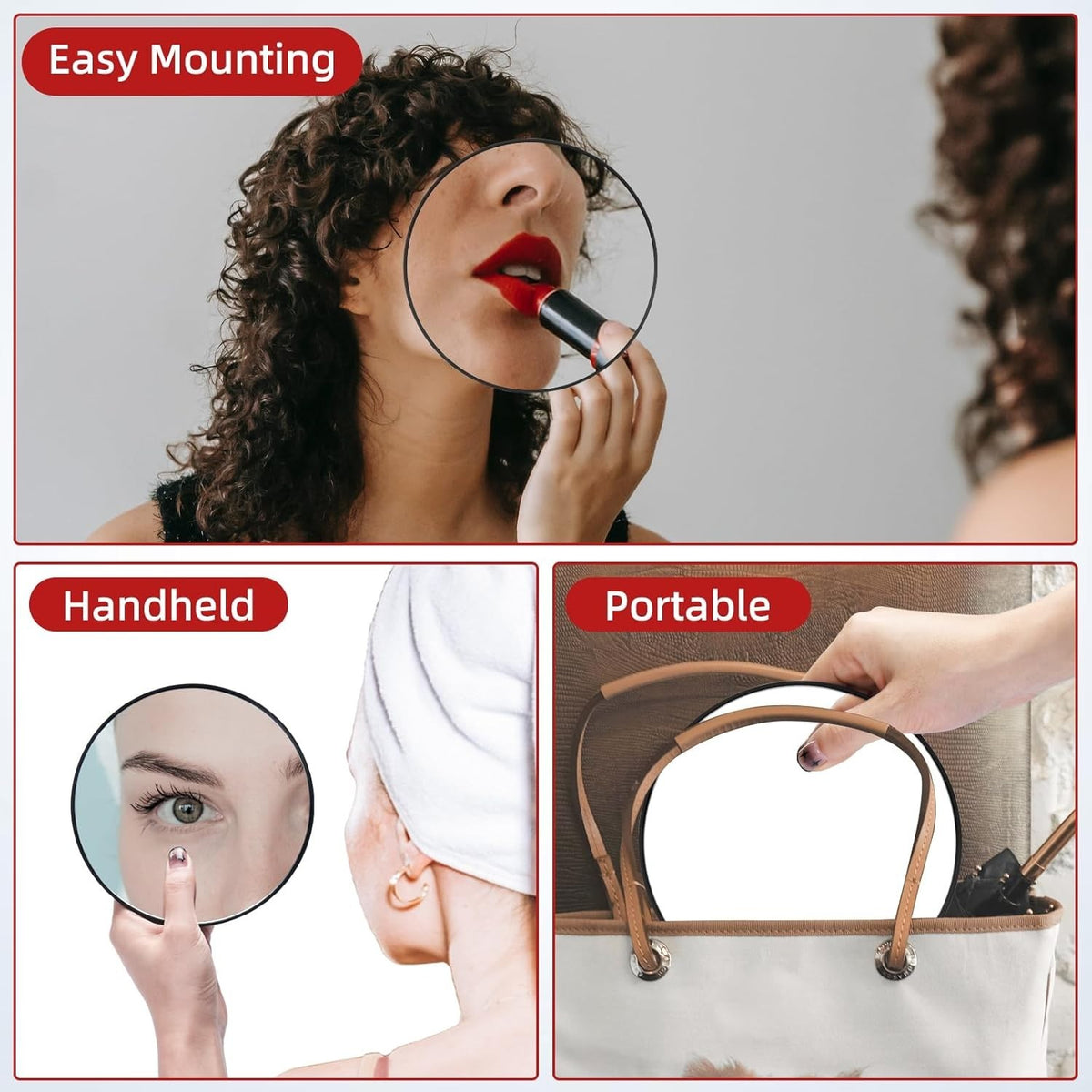 40X Magnifying Travel Mirror - 6 inch Round with 3 Suction Cups