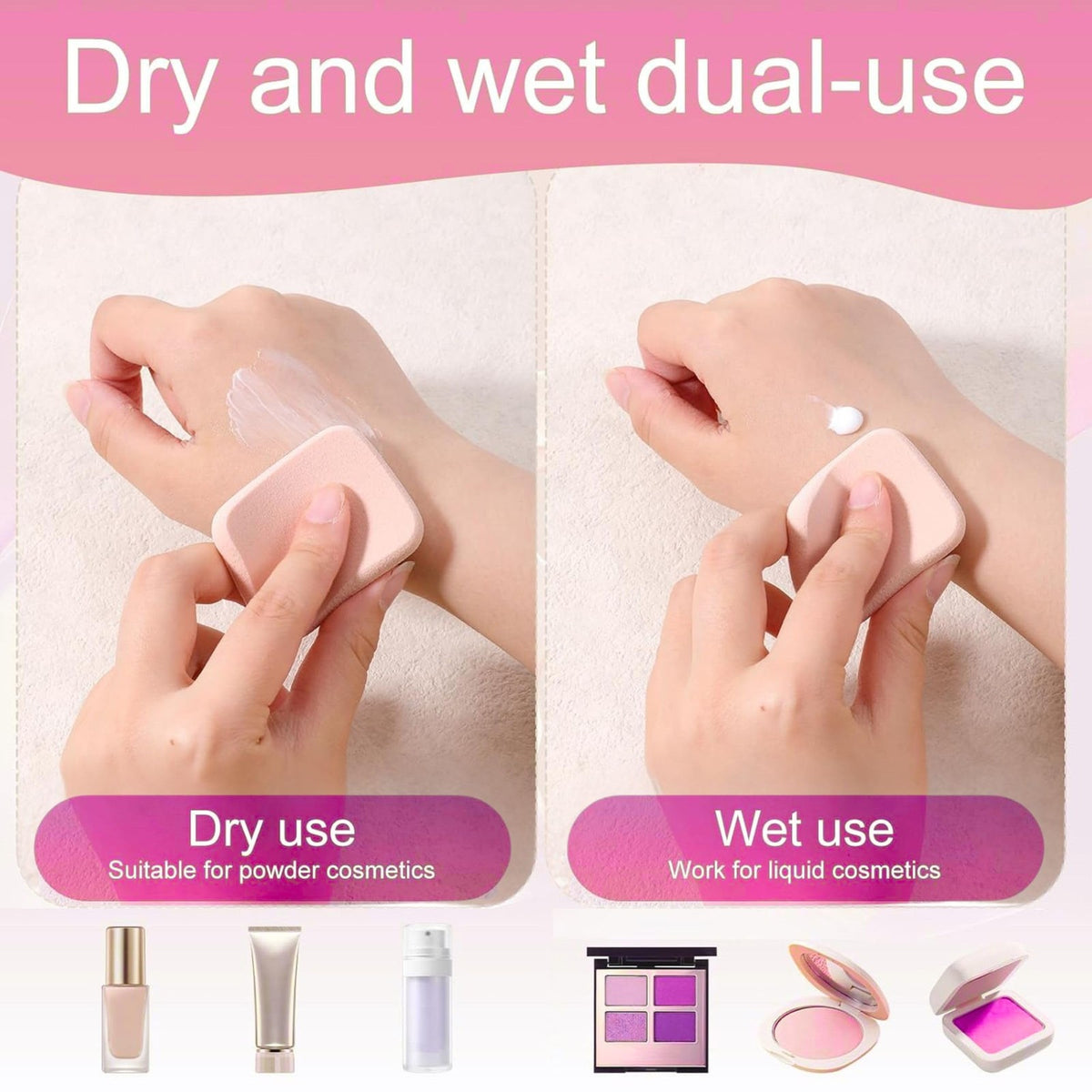Makeup Sponge Set - Tear Drop & Flat Shapes, 6-Piece Assorted Colors