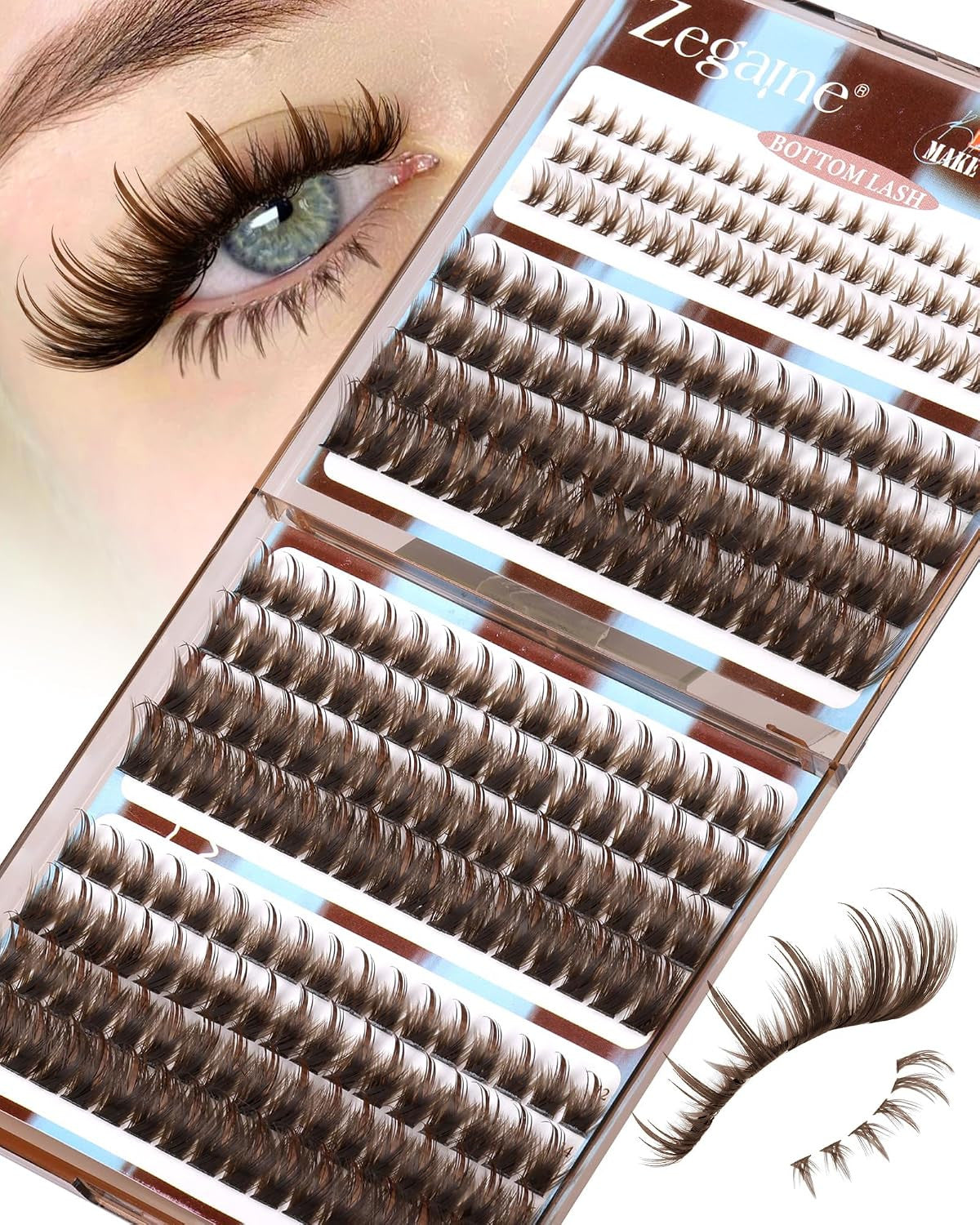 Brown Wispy Lash Clusters 12-18mm False Eyelash Extensions - 264PCS