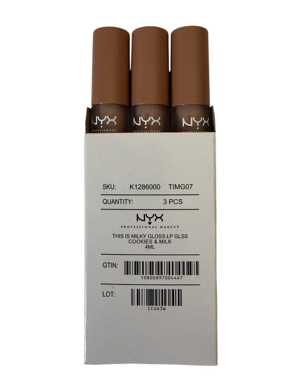 NYX Milky Lip Gloss Set - Cookies & Milk Nude Lip Shine - Pack of 3