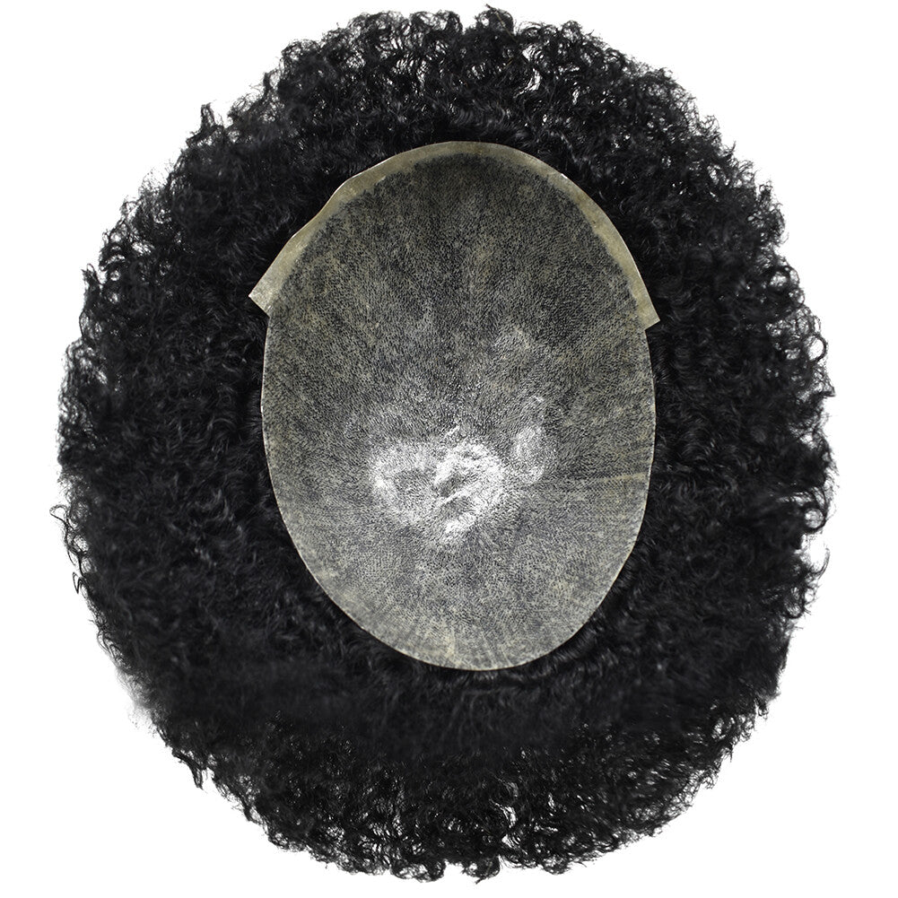 Full Poly Skin Hair System for Men - Afro Wavy & Curly Replacement Toupee
