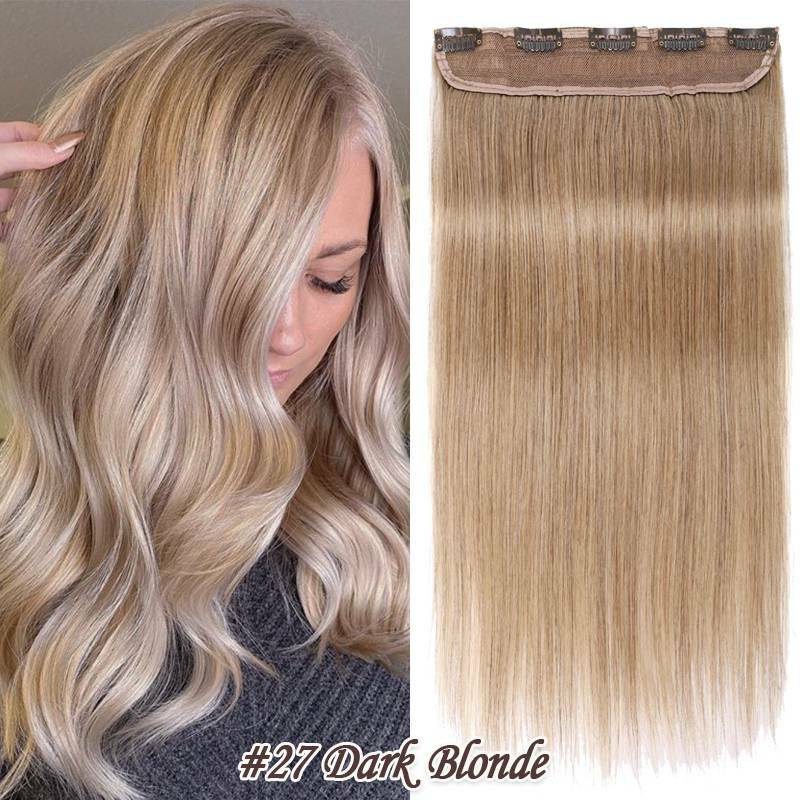 Remy Human Hair Extensions 3/4 Full Head Clip-In Set - Brown, 8-24 Inch