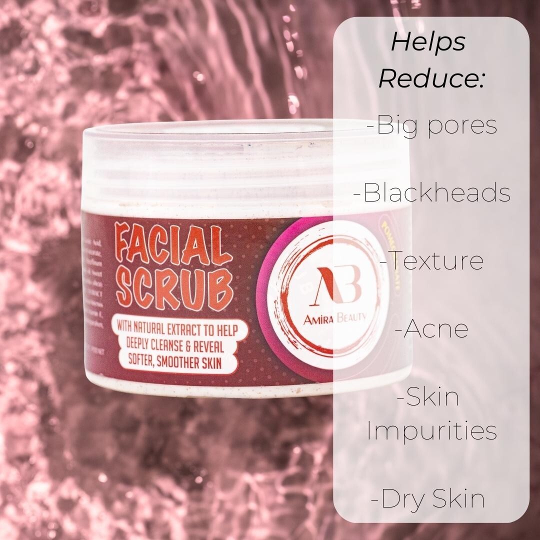 Amira Beauty Pomegranate Facial Scrub Clarifying Exfoliator Deep