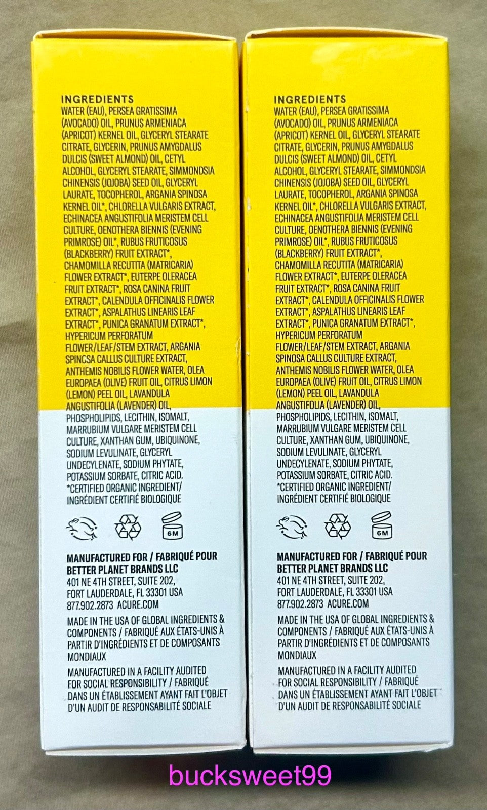 Acure Brightening Night Cream 1.7 oz Sealed Tubes - 2 Pack