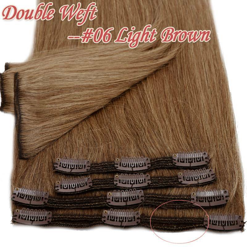 Thick Full Head Clip-In Hair Extensions 100% Human Remy Double Weft 20-22 Inches