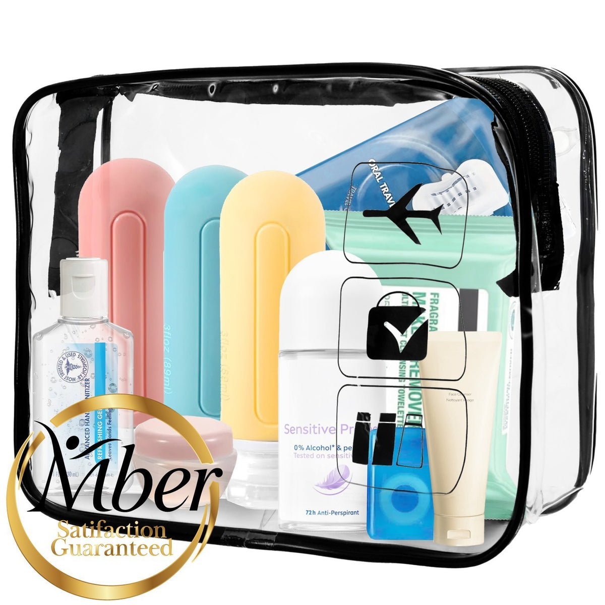 TSA Approved Clear Travel Toiletry Bag - Small Makeup & Cosmetic Organizer
