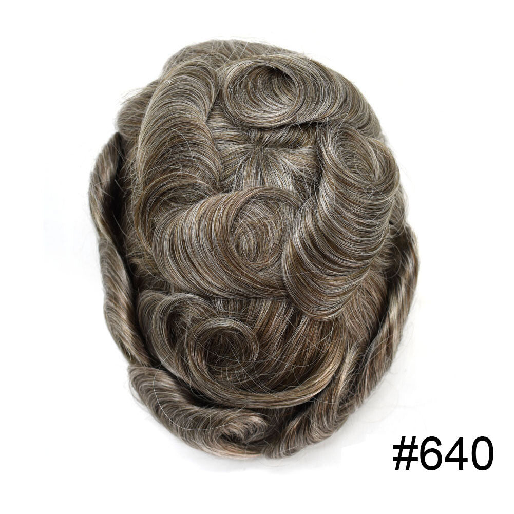 French Lace Front Mens Hair Toupee with Poly PU Base - Natural Hair Replacement System