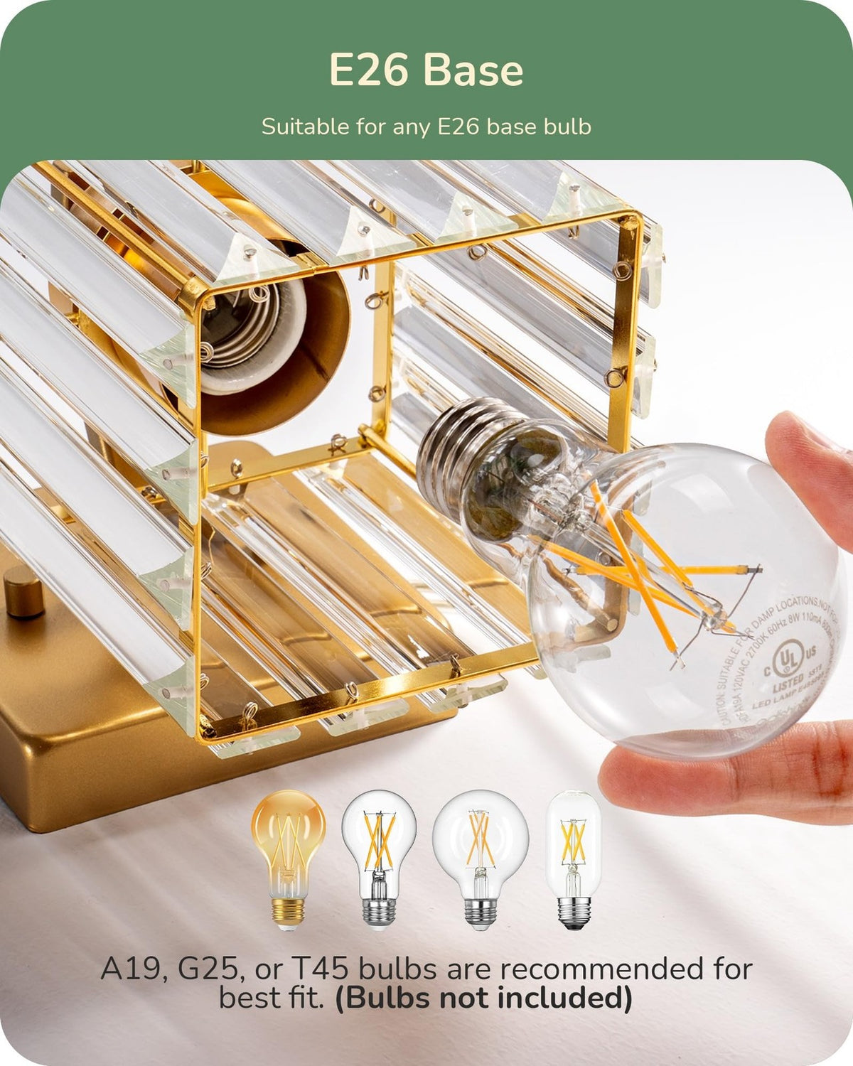 Modern Bathroom Vanity Light Set with Crystal Shades - Gold Wall Sconces