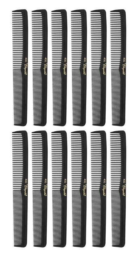 All Purpose Hair Combs - 12 Pack 7-Inch Black Hair Cutting Comb Set for Professionals & Home Use