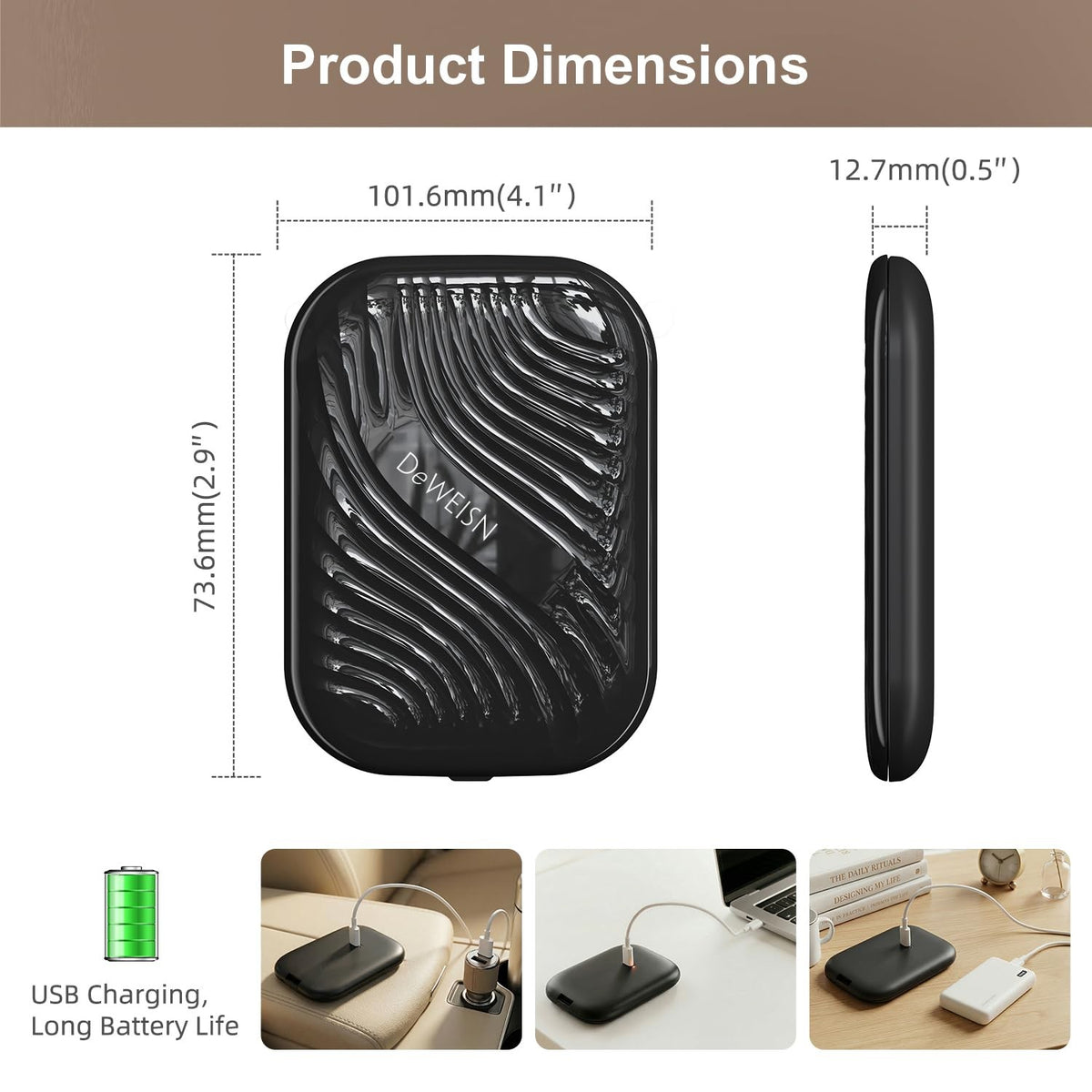 Black LED Compact Makeup Mirror with 1X/3X Magnification & Adjustable Lighting