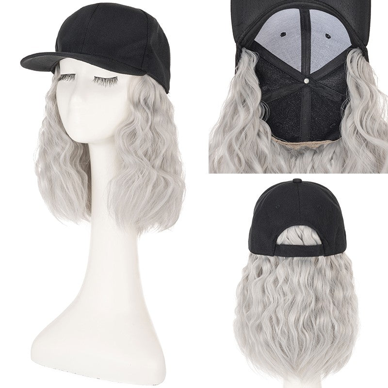 Baseball Cap with Hair Extensions - Wavy & Straight Human-Like Hairpiece