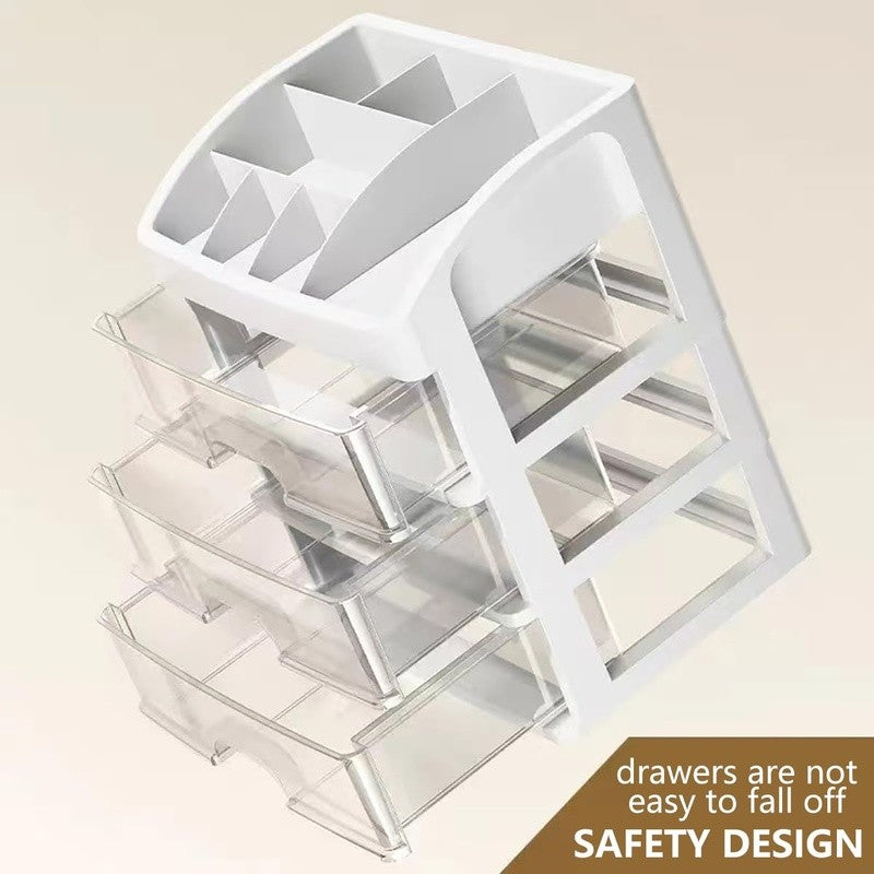3-Drawer Makeup Organizer with Multi-Function Storage - Compact & Easy to Clean