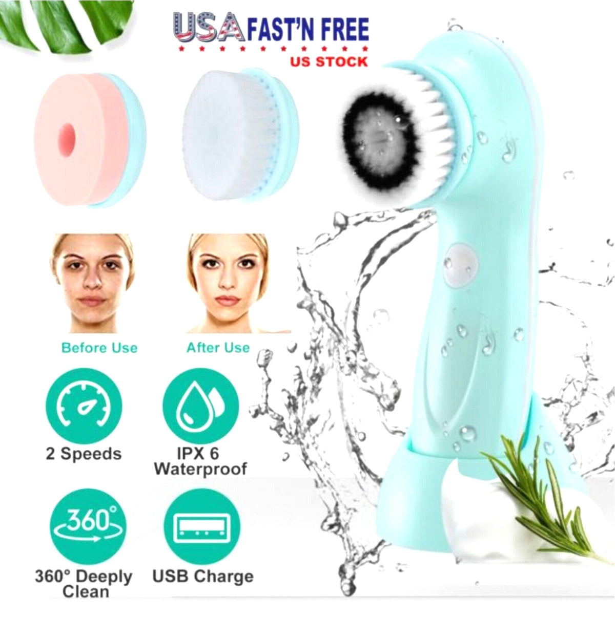 Electric Facial Cleansing Brush Rechargeable 5-in-1 Skin Pore and Blackhead Remover