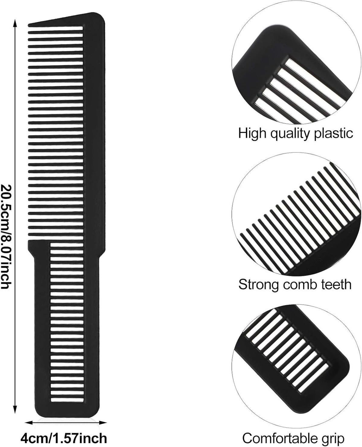 Professional Flat Top Hair Comb Set - Small Black Clipper Barber Combs