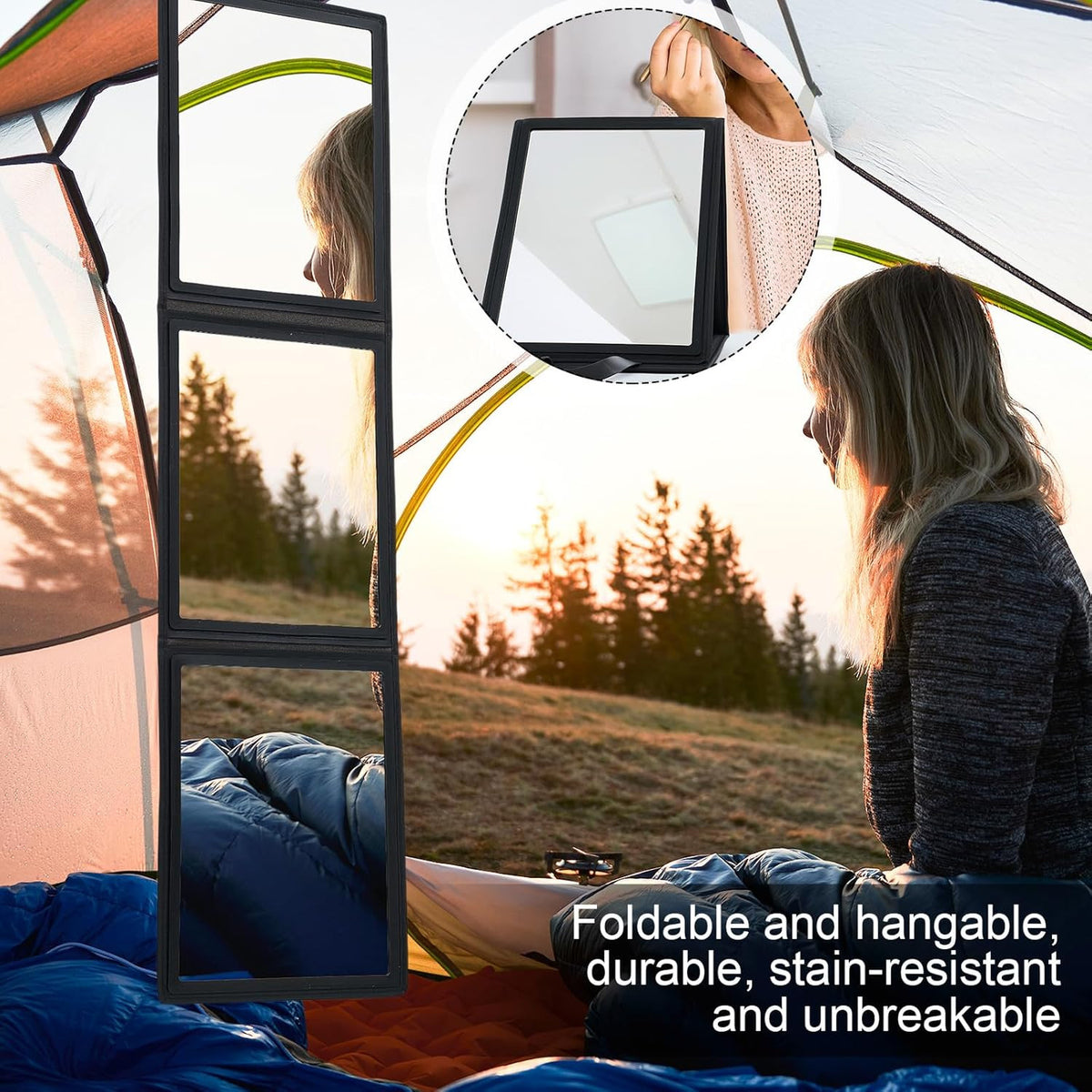 Full Length Travel Mirror - Foldable, Portable Shatterproof Full Body Mirror