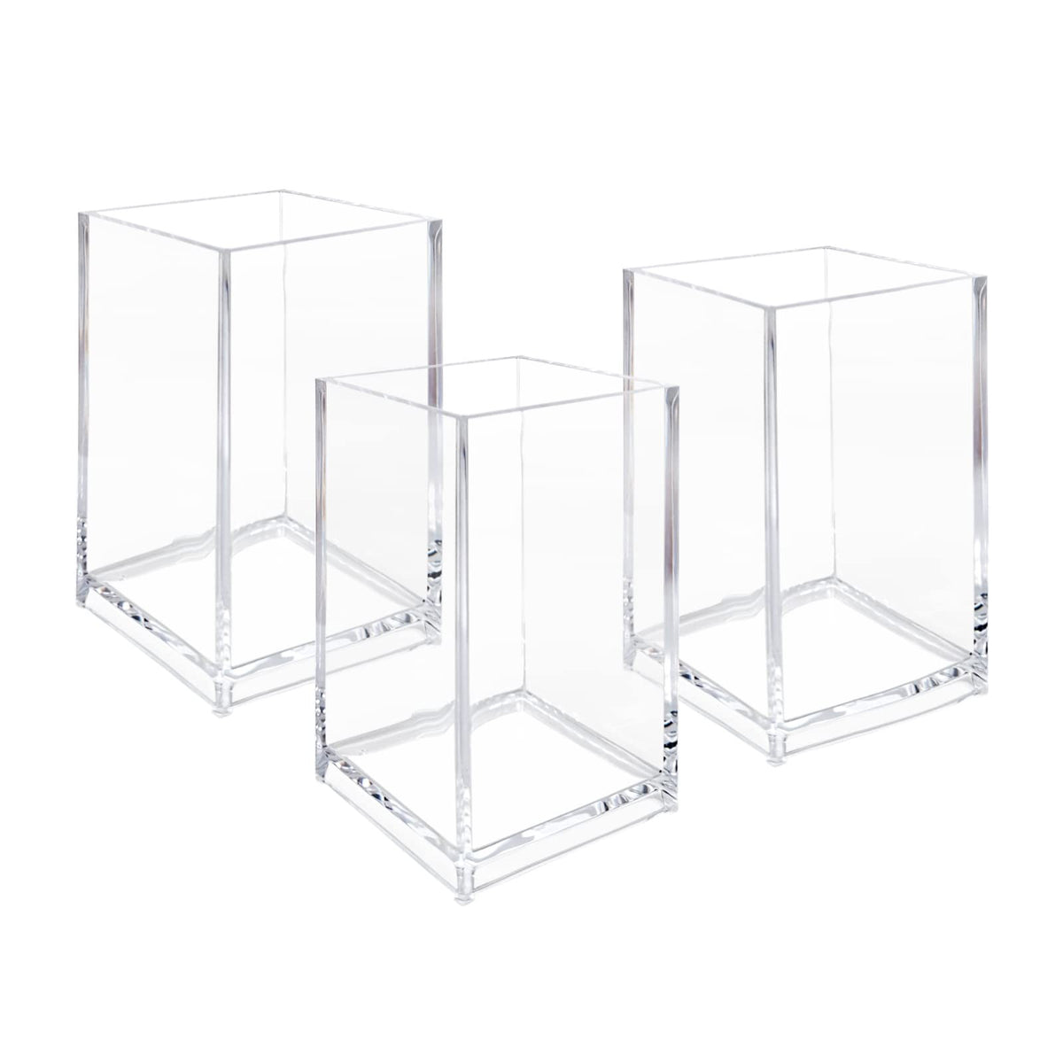 3 Pack Clear Acrylic Pencil Pen Holder Makeup Brush Storage Organizer