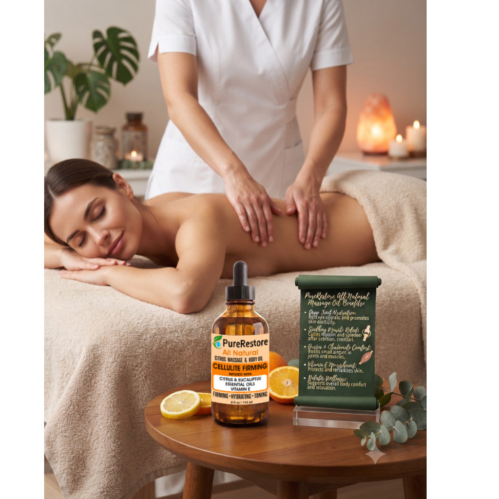 Natural Cellulite Massage Oil with Citrus & Eucalyptus - Firming & Hydrating Body Oil