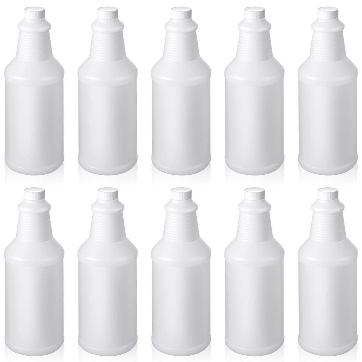 Chemical Resistant 32oz HDPE Plastic Bottles - 10 Pack for Safe Storage