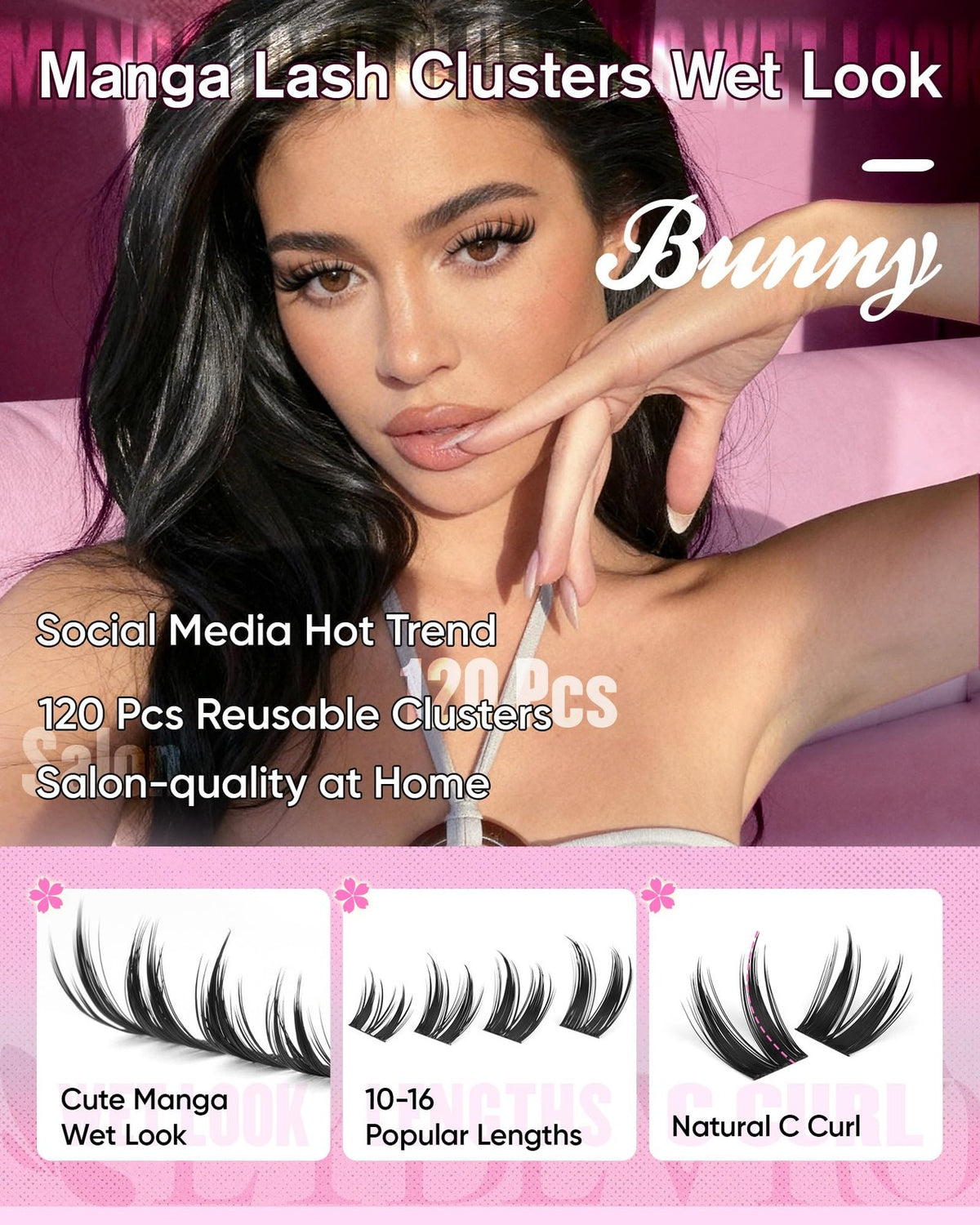 Anime Style Lash Clusters - Wet Look Fairy Wispy False Eyelashes 120 Pcs