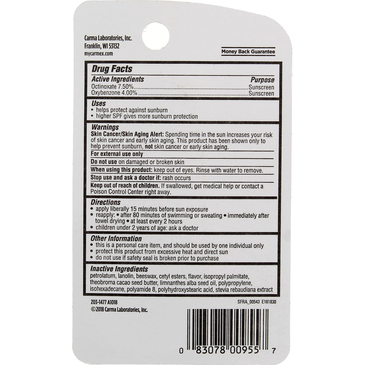 Moisturizing Lip Balm SPF 15 - Cherry Flavored, 3 Pack