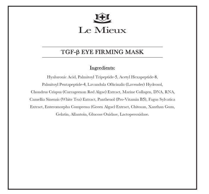 Le Mieux TGF-B Eye Firming Face Mask - 4 Pack, Anti-Aging Eye Treatment