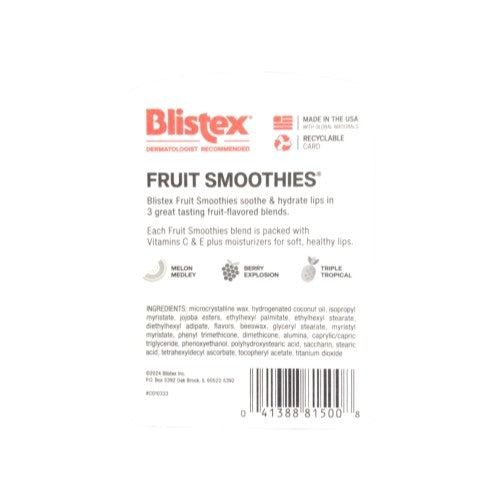 Lip Balm Set - Pack of 6 Fruit Smoothies with Vitamins C & E