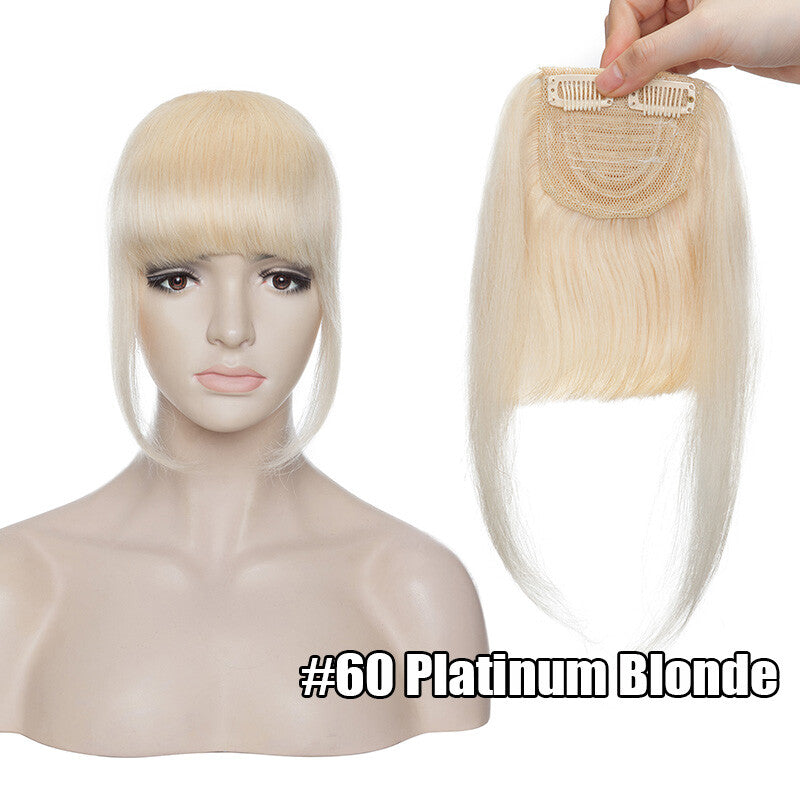 Women Remy Clip-In Hair Extensions Bangs Front Top Piece - Blonde & Dark Colors