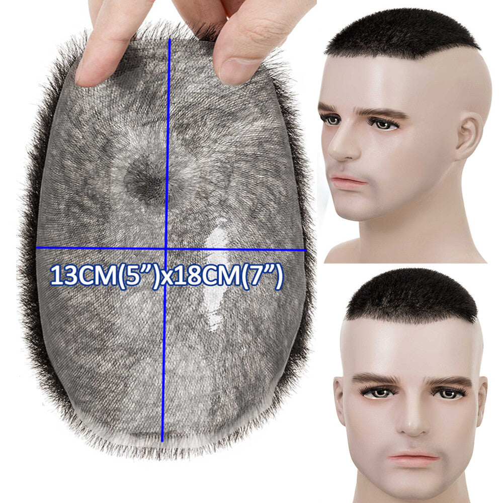 Men's Toupee Hairpiece Replacement System with Thin Skin PU Base, 13x18 cm / 15x20 cm
