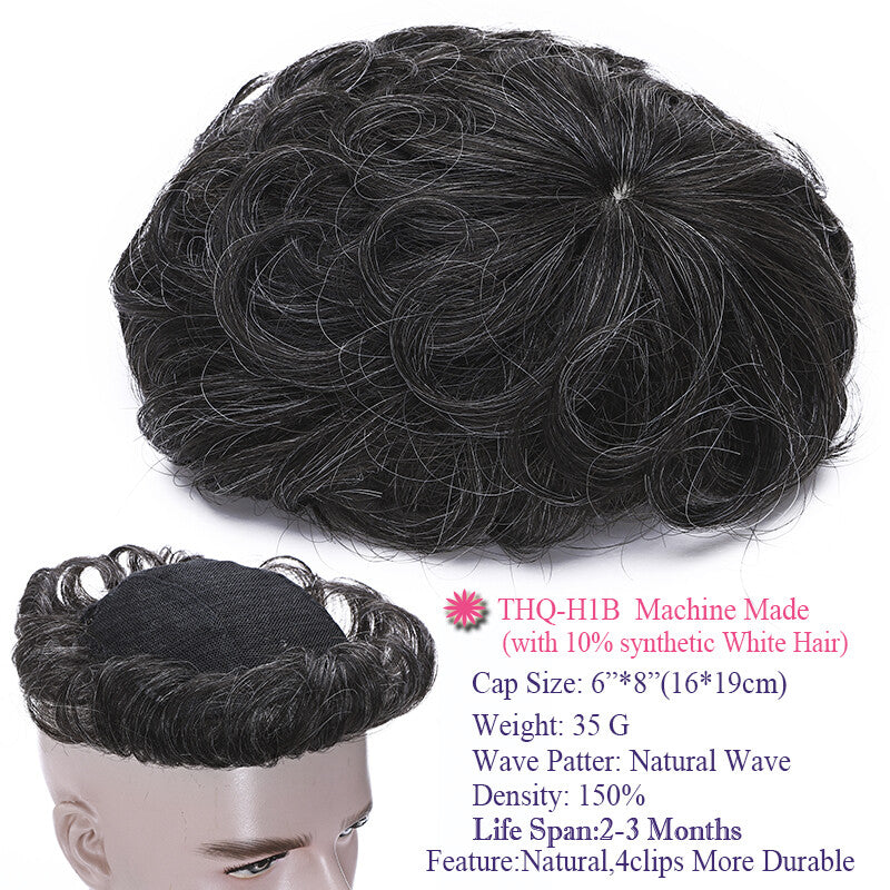 Men's Thin Skin Hair Replacement Toupee Human Hair System with Full PU Base