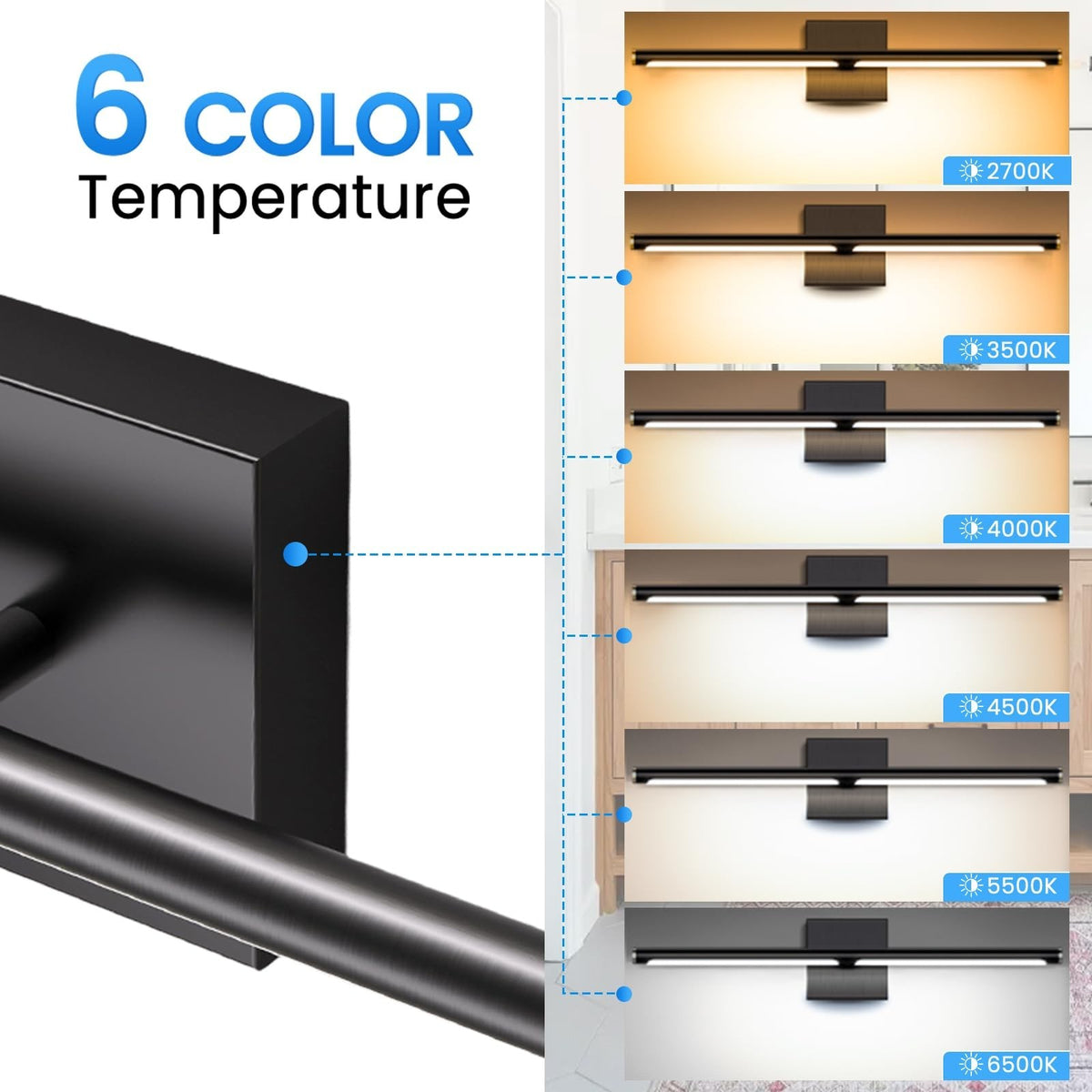 40-inch Dimmable LED Bathroom Vanity Light Fixture with Remote, Black Aluminum