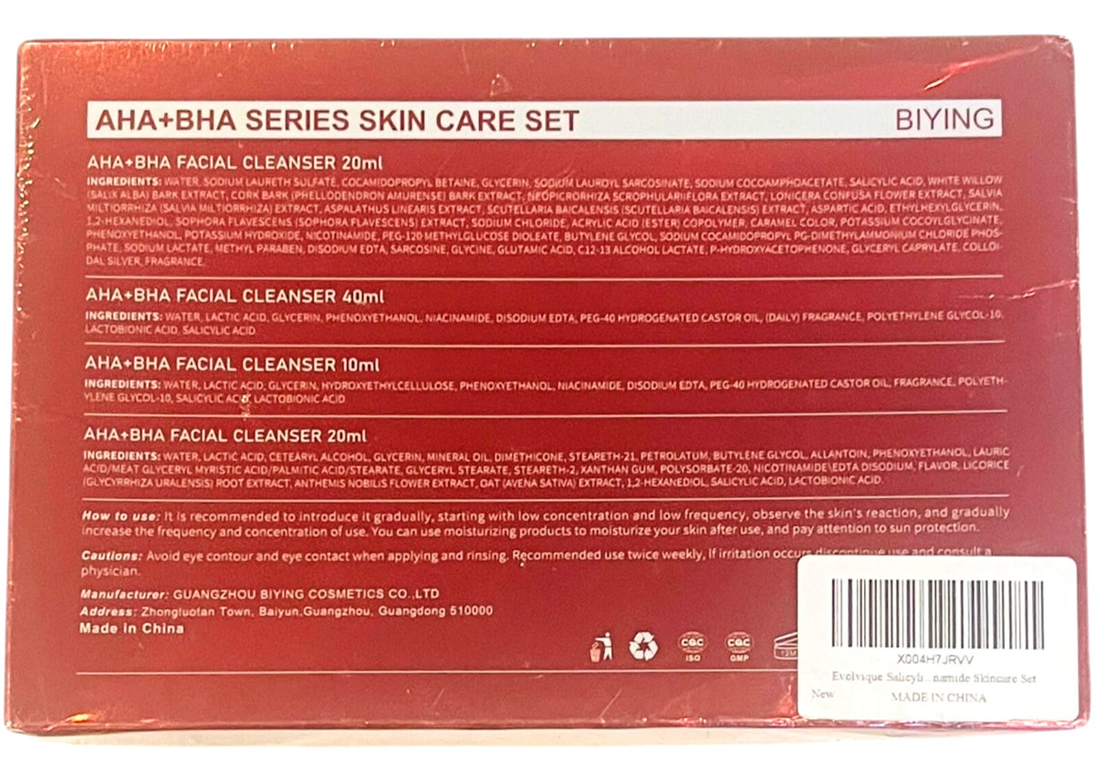 AHA BHA Skin Care Set - Exfoliating Facial Cleanser & Toner for Clear Skin
