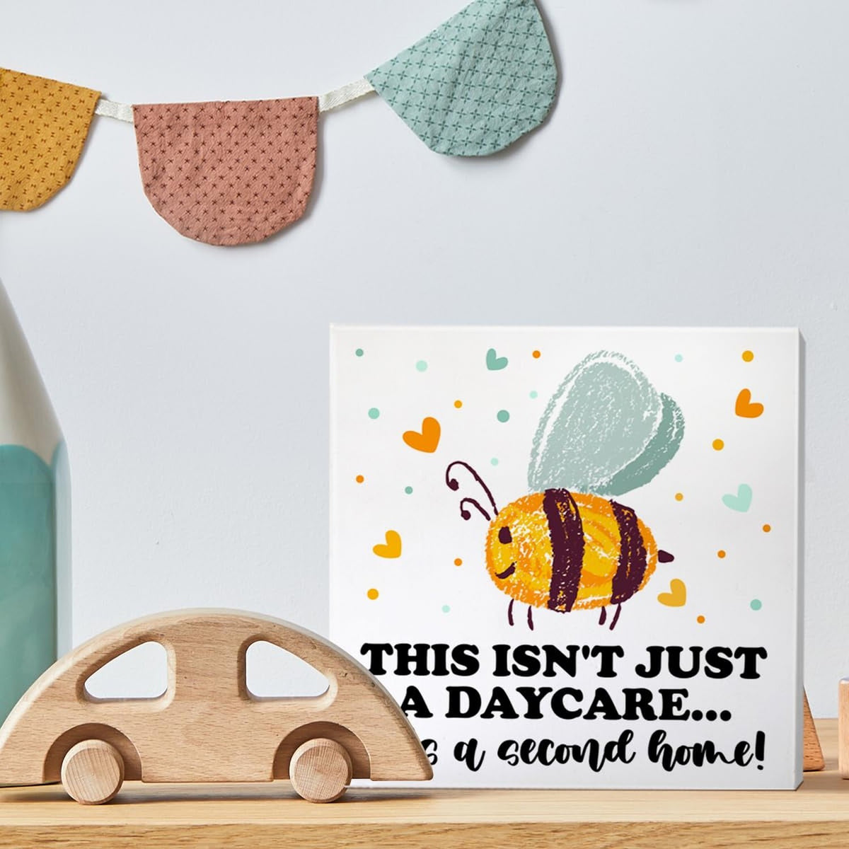 Wooden Appreciation Sign for Daycare Providers - Gratitude Gift for Babysitters & Teachers
