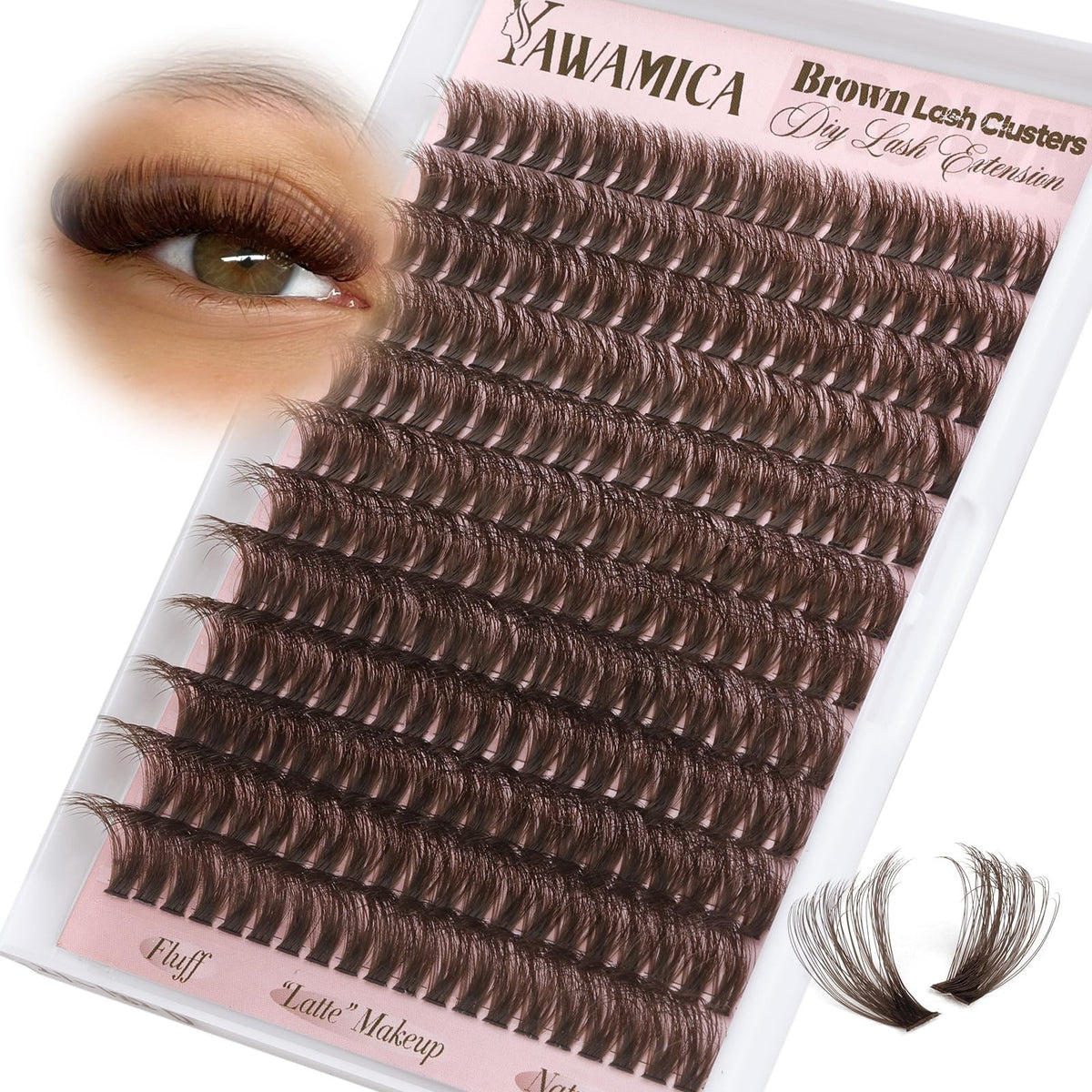 Dark Brown Lash Clusters 80D Fluffy Wispy Volume DIY Eyelash Extensions 240 Count