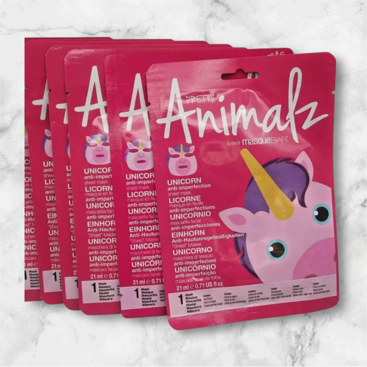 5X Pretty Animalz Unicorn Anti-Imperfection Sheet Mask - Soothing