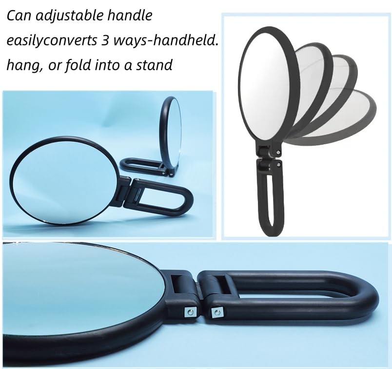 15X Handheld Travel Mirror with Adjustable Rotation Handle Double-Sided Magnifying