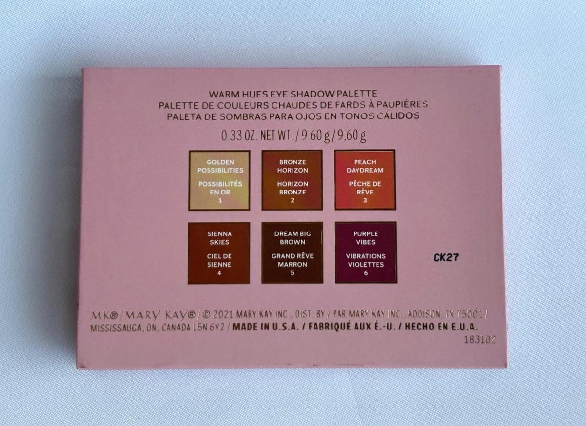 Mary Kay Warm Hues Eye Shadow Palette - Limited Edition 6 Shades with Mirror